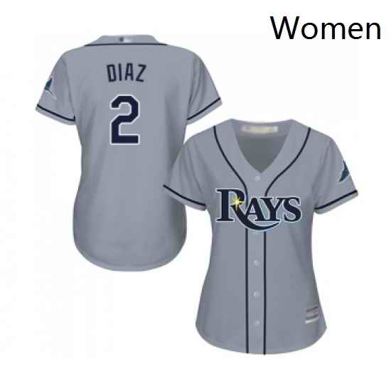 Womens Tampa Bay Rays 2 Yandy Diaz Replica Grey Road Cool Base Baseball Jersey